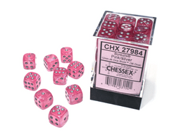 CHESSEX - BOREALIS 36D6 PINK/SILVER 12MM LUMINARY